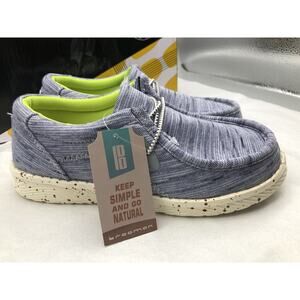 Brooman Kids Loafers Boys Slip on Canvas Shoes Size 2 School Flat Shoe Blue/Grey